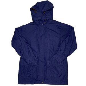 Vintage Lands’ End Flannel Lined Hooded Blue Parka: Size Medium